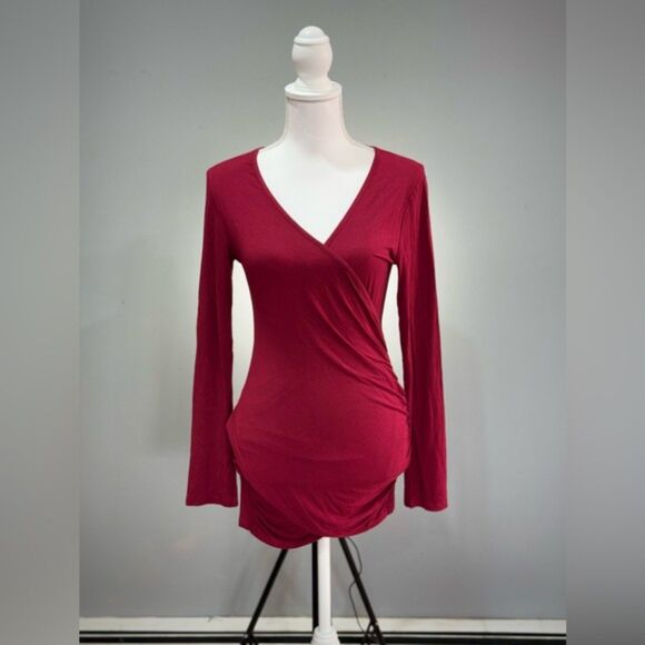 SALE! Brick Red Allegrace Long Wrap Tunic Size M EUC - Picture 1 of 6